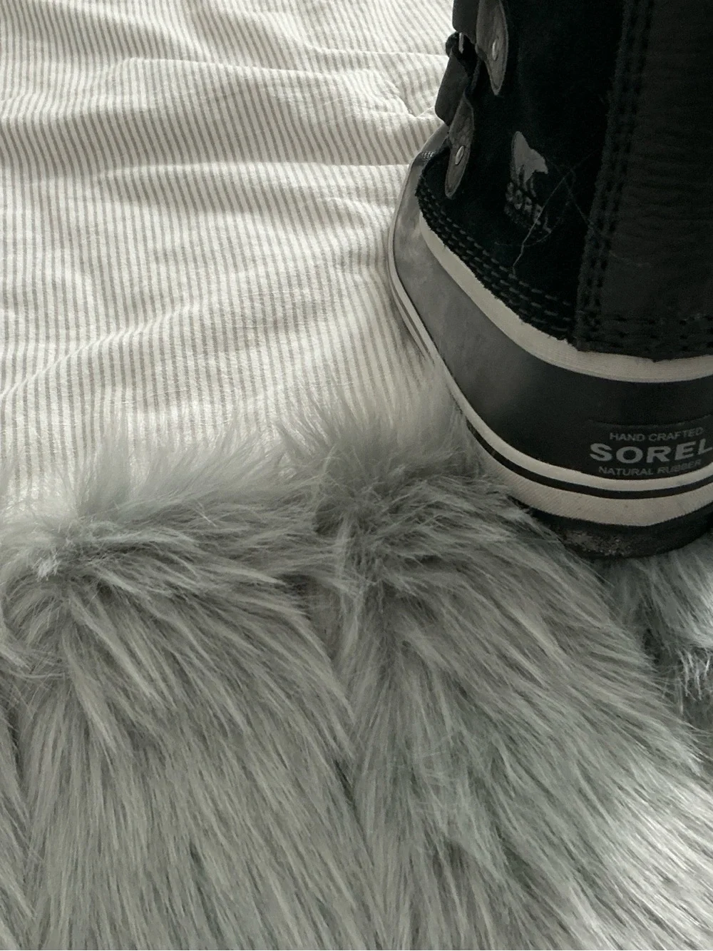 Sorel Black Kids Faux-Fur Cuff Winter Boots